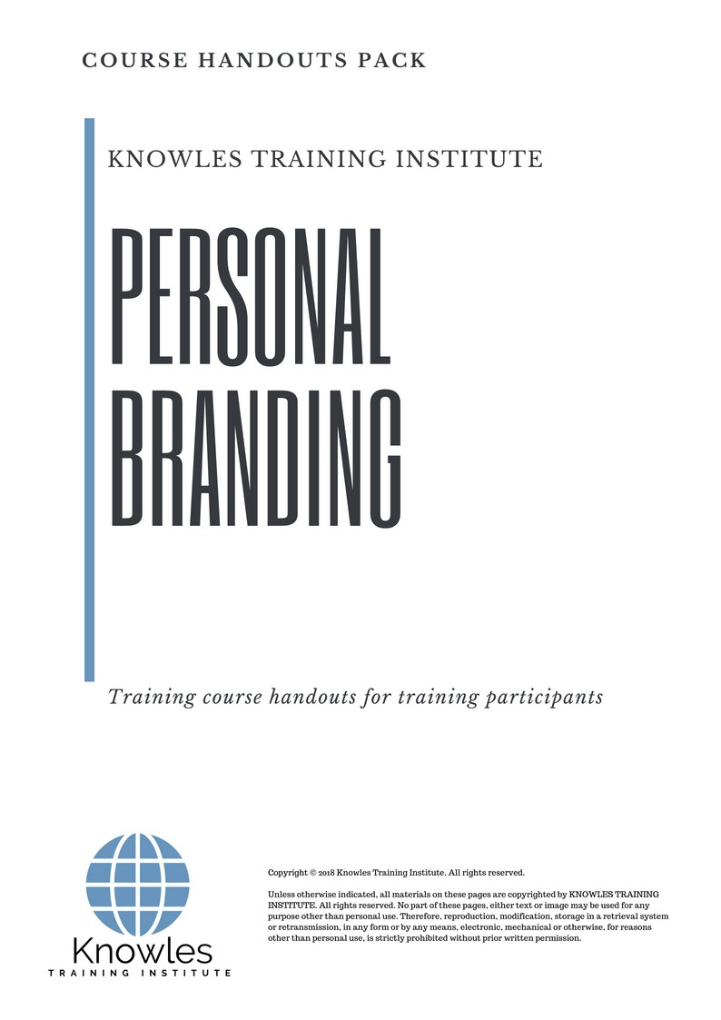 Course Handouts For Personal Branding Training Course in Hong Kong