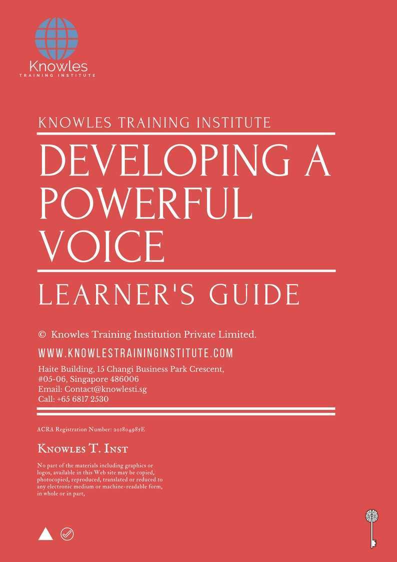 Developing A Powerful Voice Training Course in Hong Kong Learner_s Guide