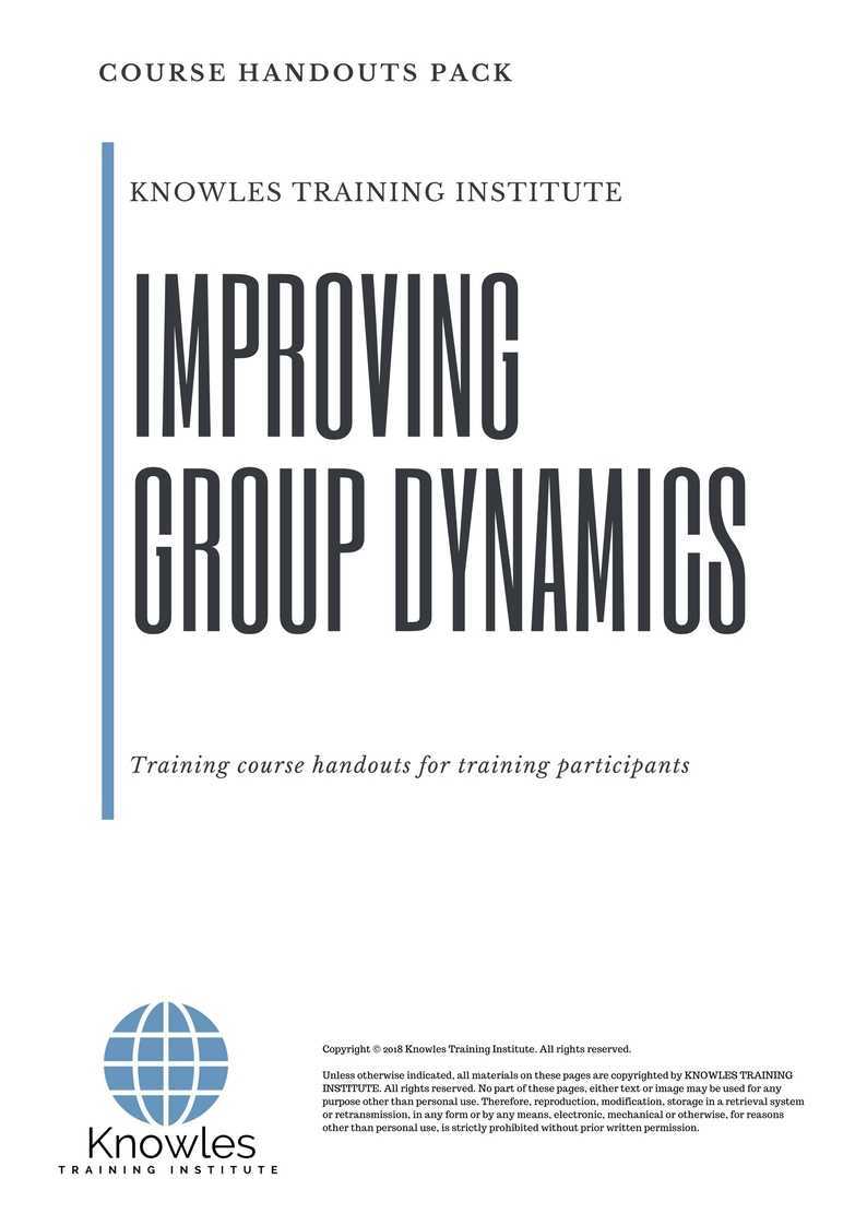 Improving Group Dynamics Training Course in Hong Kong Handouts