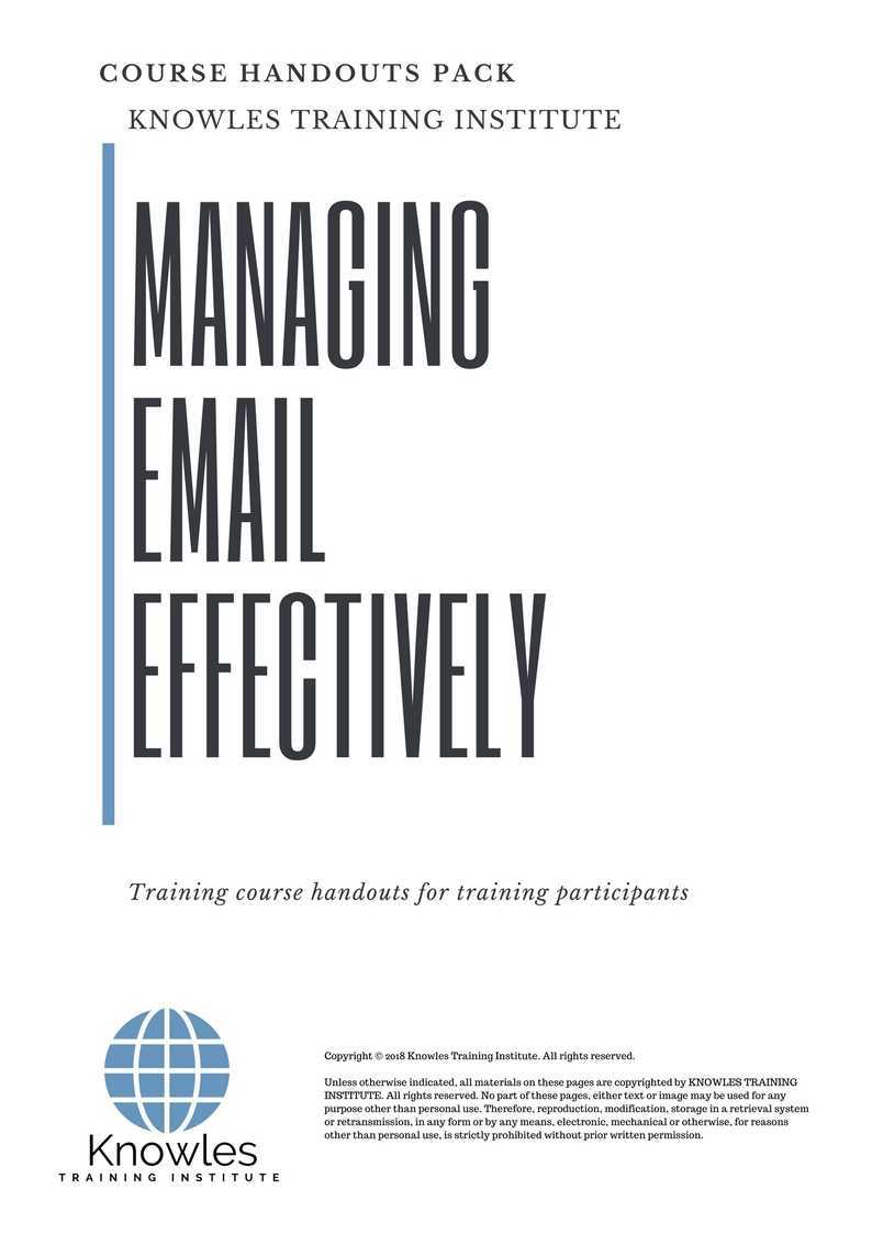 Managing Email Effectively Training Course in Hong Kong Handouts