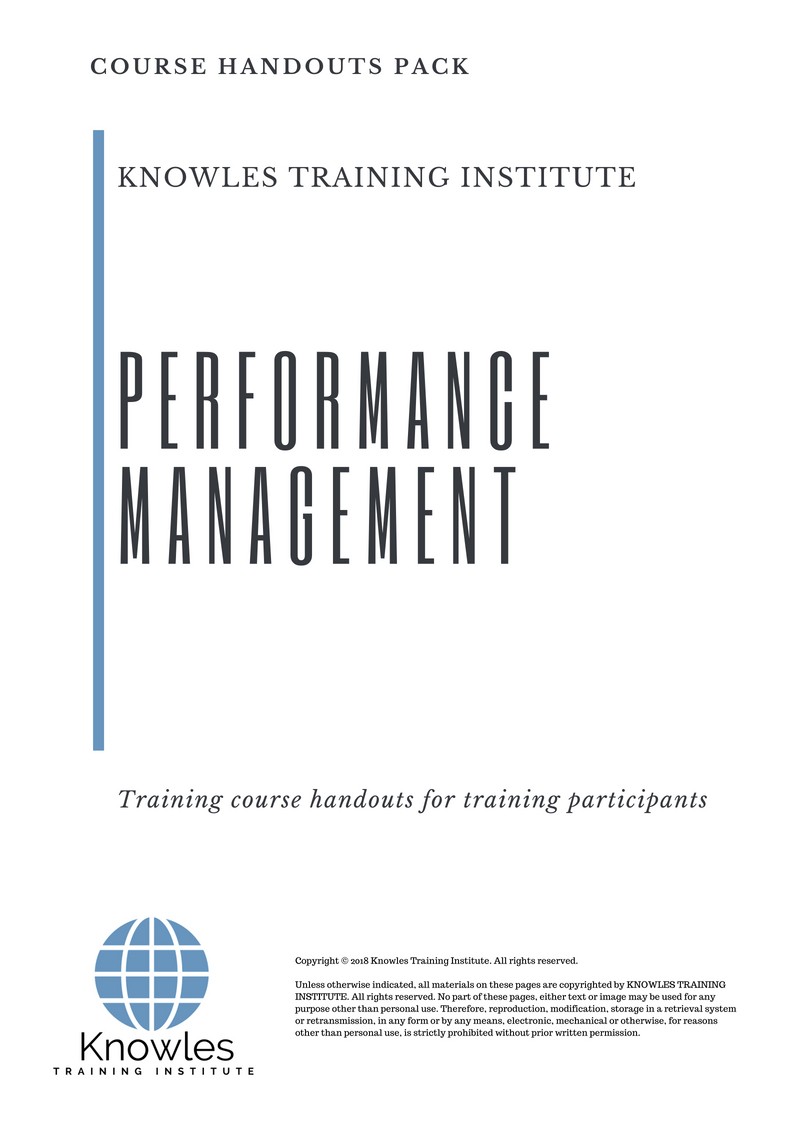 Performance Management Training Course in Hong Kong Handouts