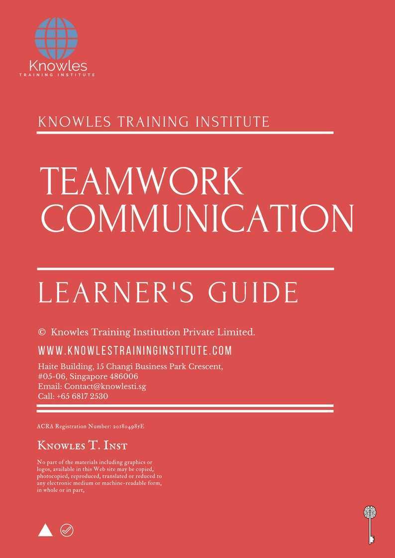 Teamwork Communication Training Course in Hong Kong Learner_s Guide