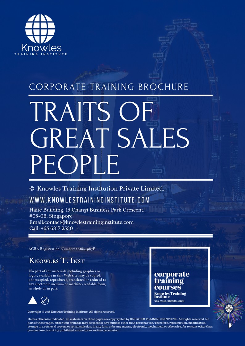 Traits Of Great Sales People Course in Hong Kong Brochure